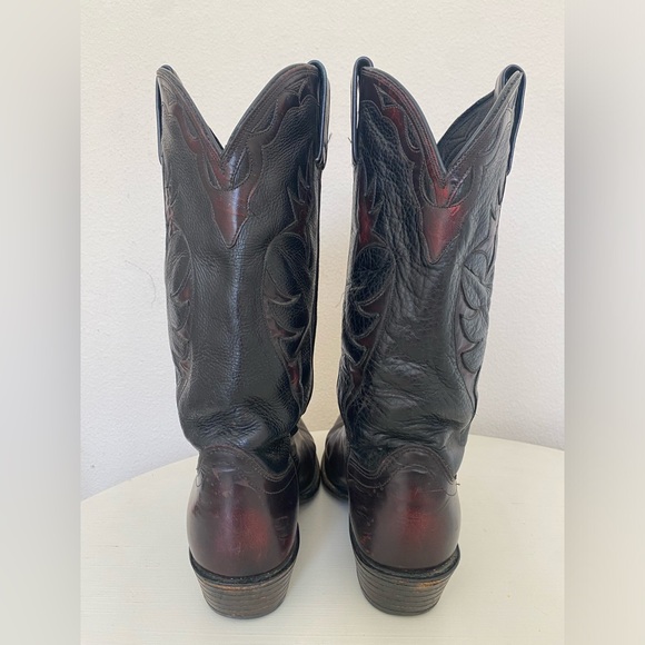 Mens Dan Post Black Cherry Leather Cowboy Boot | Size 8 - Picture 2 of 9